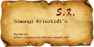 Simonyi Krisztián névjegykártya