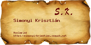 Simonyi Krisztián névjegykártya